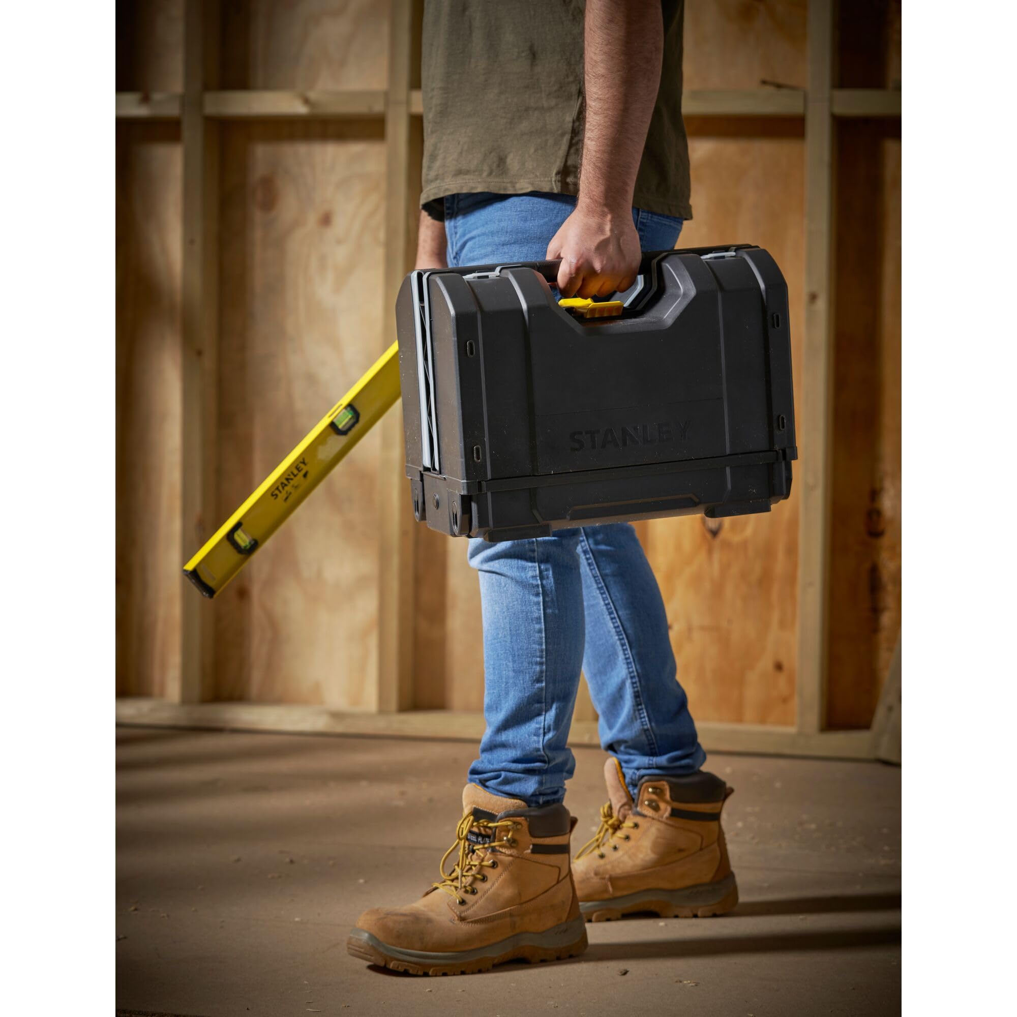 Stanley Stst1-71963 Organiseur 3en1 16,7L - 306 x 157 x 192mm - Couvercle en Plastique Transparent - Large Poignée - 15 kg maximale. Multicolore