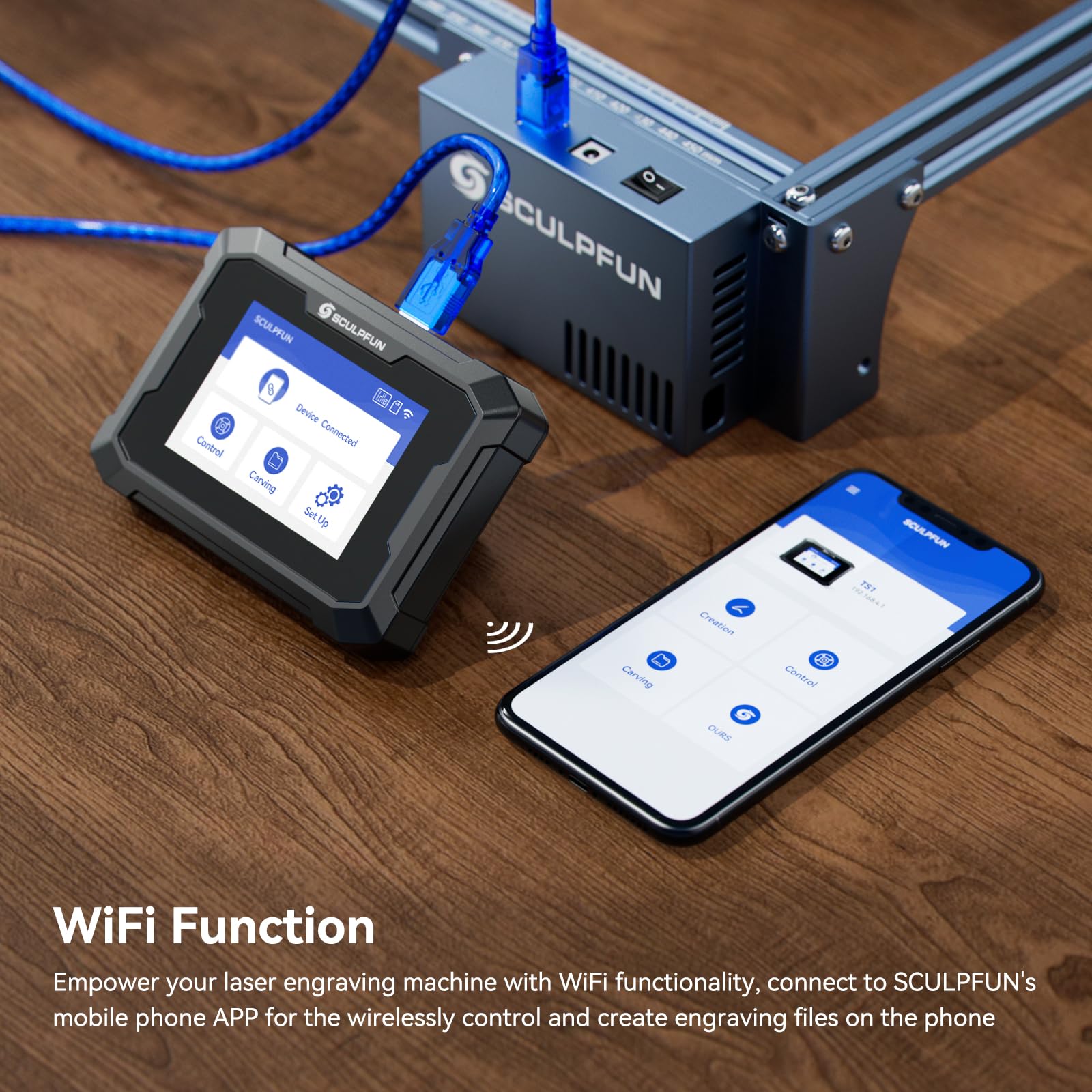 SCULPFUN TS1 La-ser Engraver Touch Screen, Offline Working Available Control Terminal, Real-time Slicing Function - Image 3