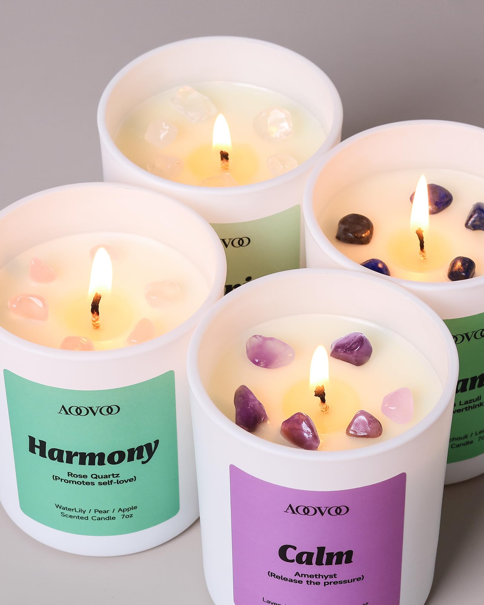 AOOVOO Juego de 4 velas calmantes perfumadas para mujer, 28 oz, 200h, lavanda jazmín nenúfar