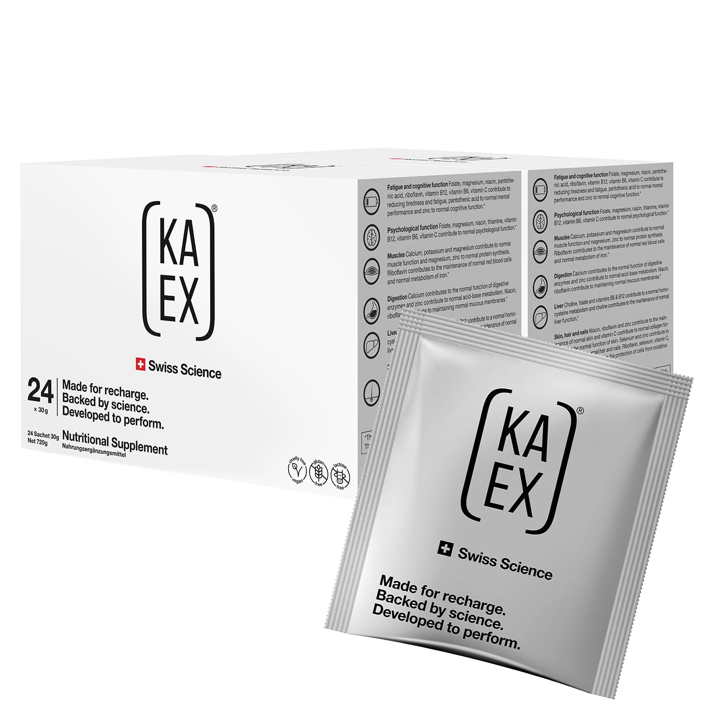 KA-EX | Kortisol-Stress-Hormon-Senker | Ashwagandha Alternative | Phosphatidylserin, L-Tryptophan, L-Glutamin, Magnesium, Aminosäuren | vegan, kalorienarm, glutenfrei