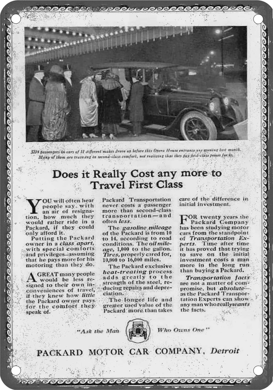 Miaomansenstore Metal Sign - 1920 Packard Vintage Ad 02 - Old Retro Rusty Look Home Decor