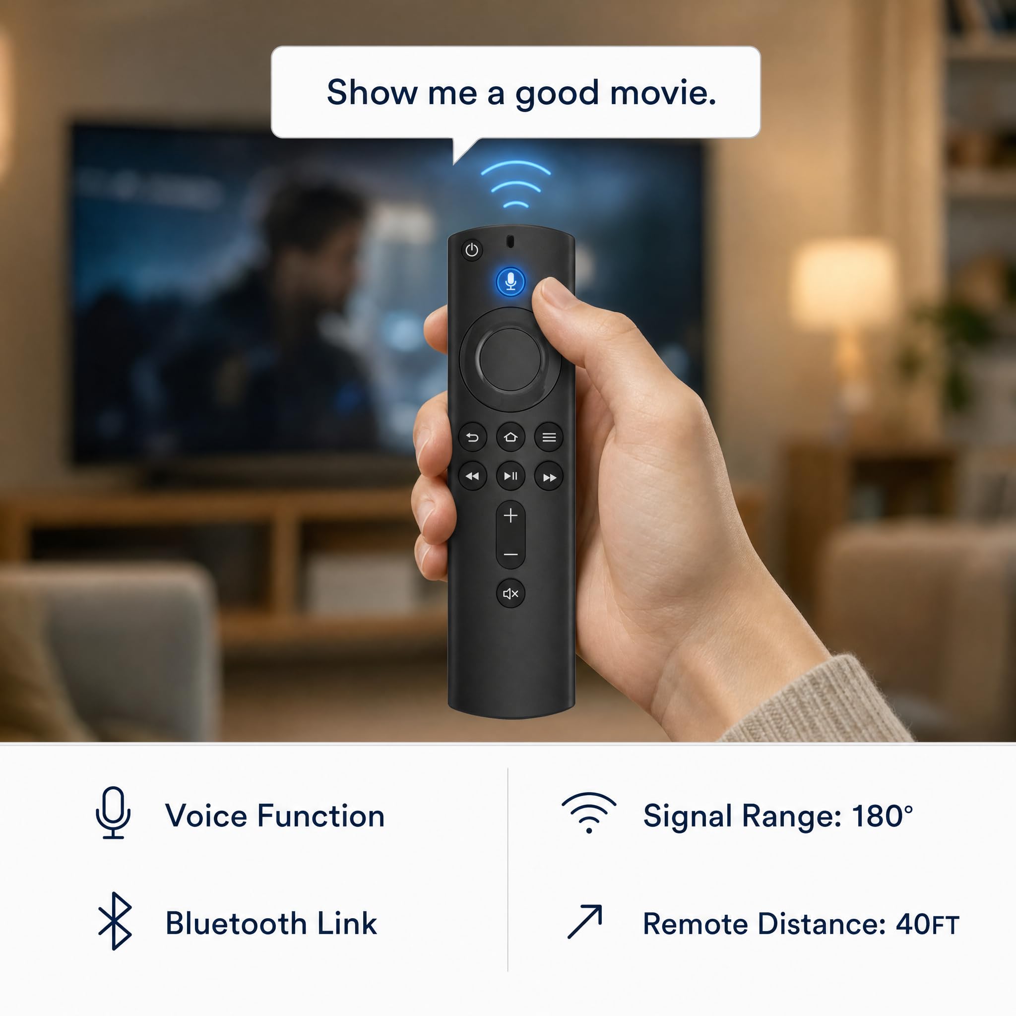 Paquete de 1 mando a distancia de repuesto por voz compatible con 2ª generación L5B83H, con Amazon Smart TV Stick (2ª generación, 3ª generación, Lite, 4K), compatible con todos los televisores