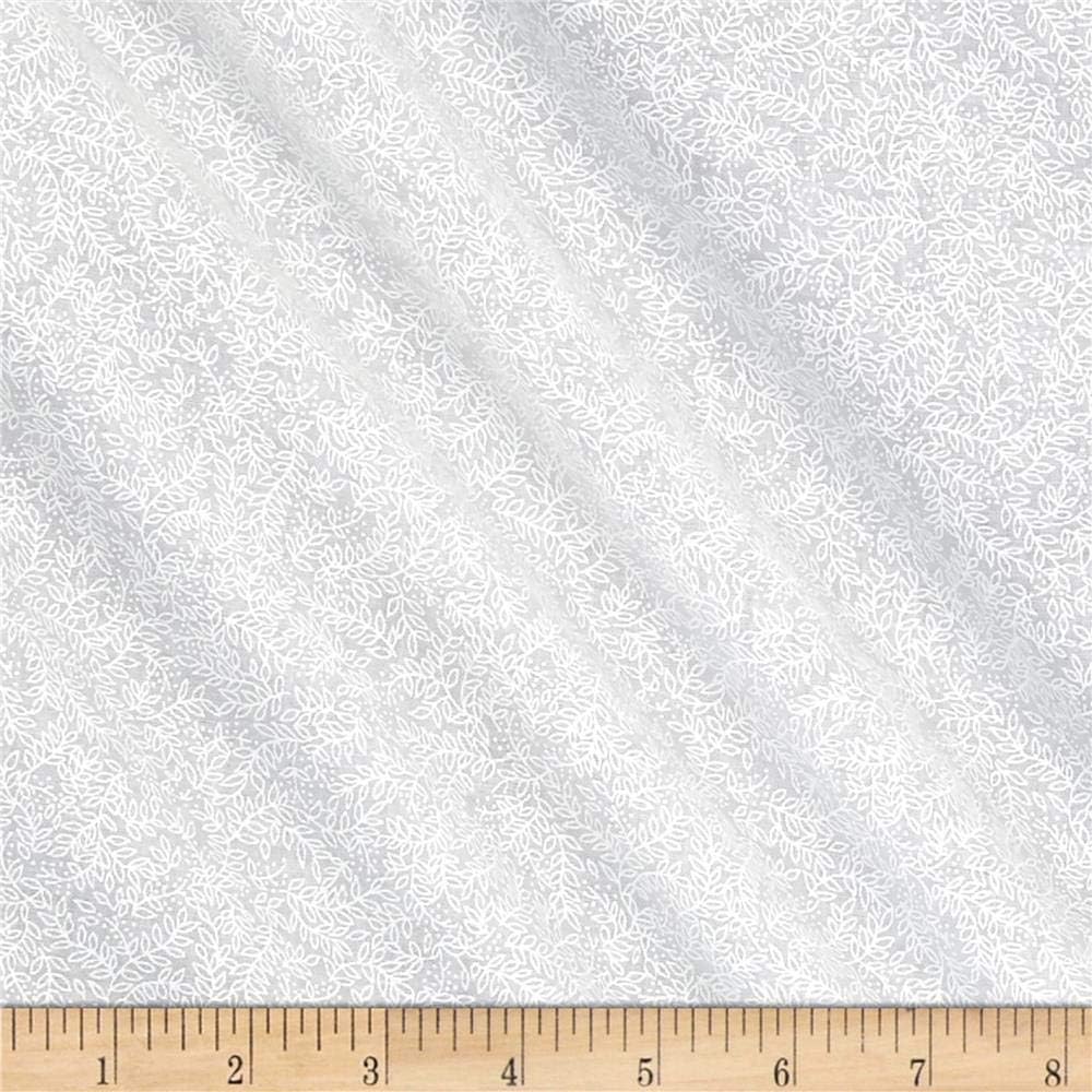 Classic Tone on Tone sprigs White/ White, Fabric by the Yard