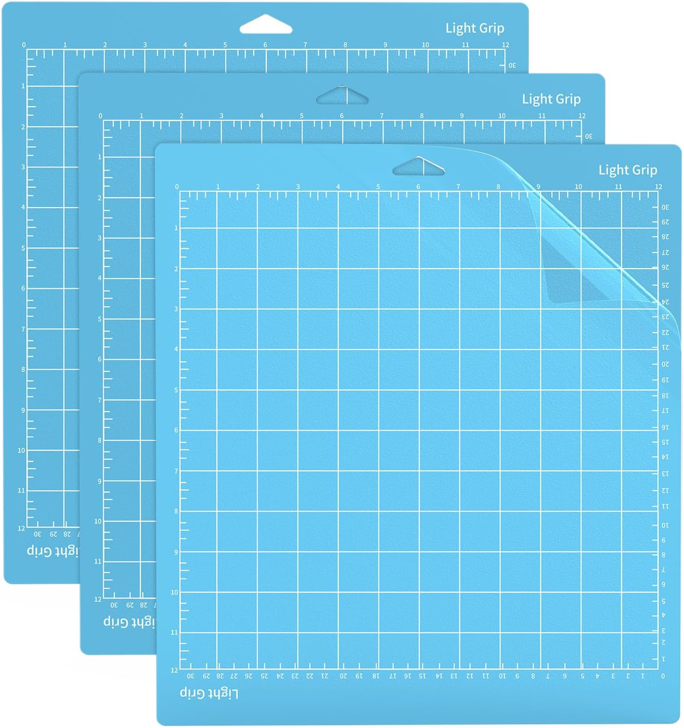 Cutting Mat for Cricut, 3Pcs Blue Lightgrip, 12"x12" Plotter Mat