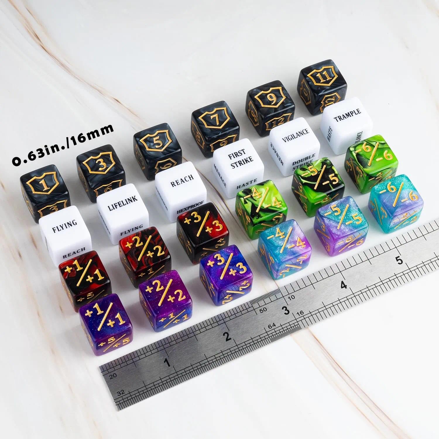 68 PCS MTG Dice Counters Set including Ability Keywords Tokens, Shield Life Counter Dice, +1/+1 & -1/-1 Counters - Image 2