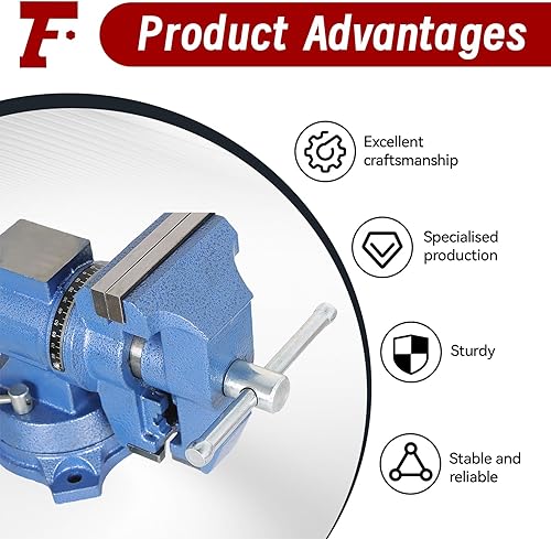 Miniatura 5 de findmall Tornillo multimordaza multiusos resistente con base giratoria y cabezal para sujetar equipos de fijación, rotación de 360 grados, uso