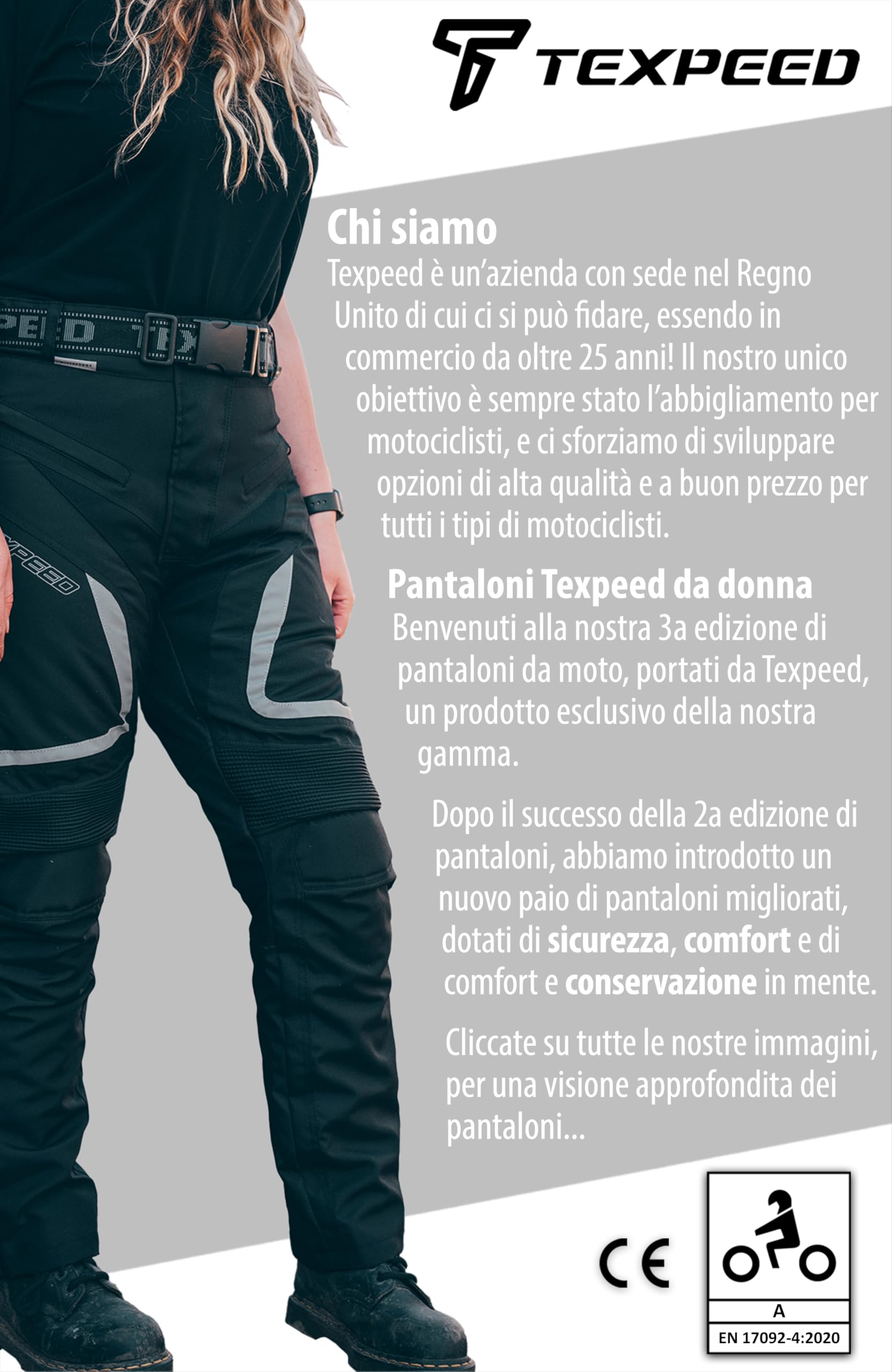 Texpeed Pantaloni da moto donna con protezioni - Tessuto impermeabile per scooter per Estate/Inverno - Armatura certificata CE (EN 1621-1) protettivi Rosa - M Girovita/Gamba Regolare