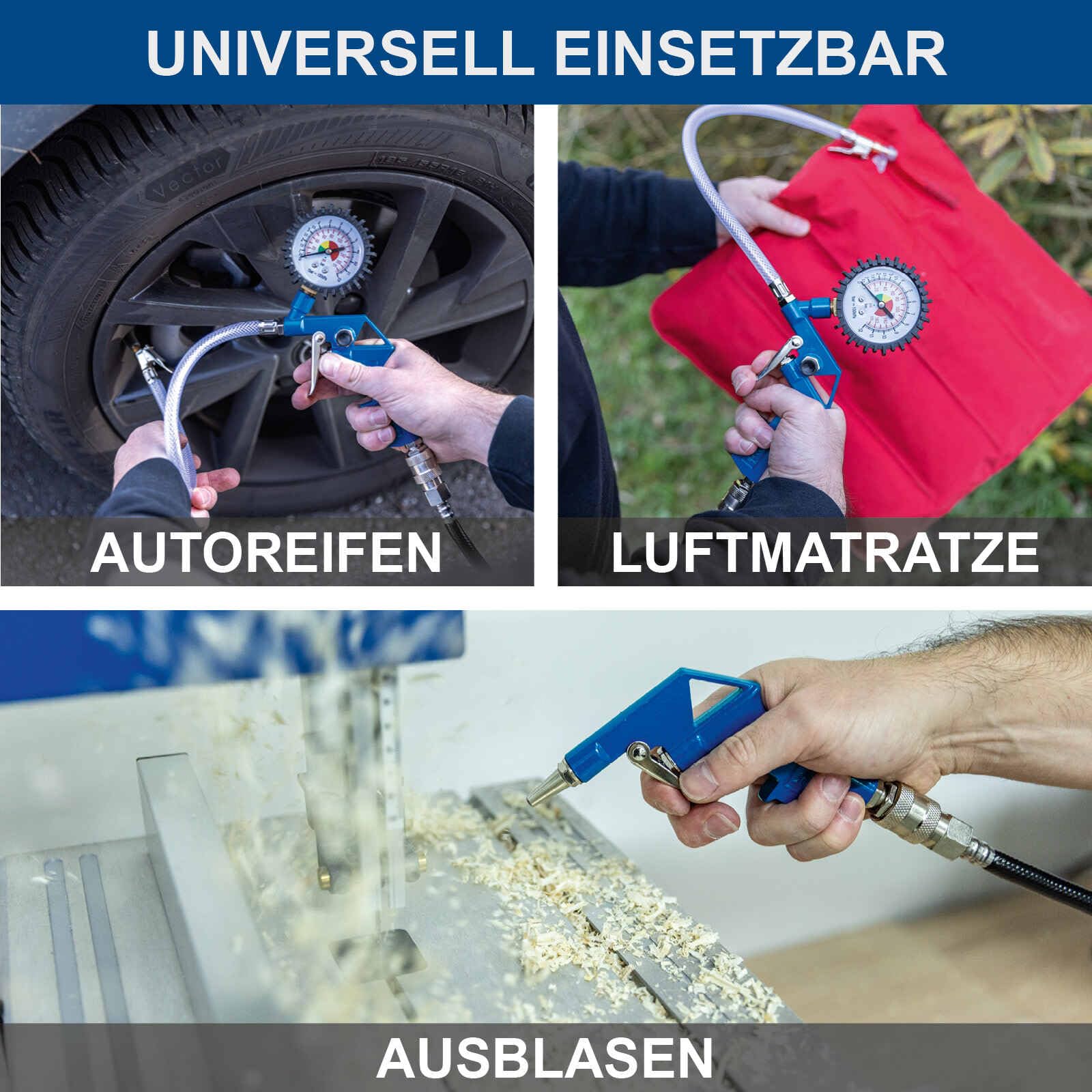 Scheppach mobiler Kompressor Airforce 7 Druckluftkompressor | 230V 1100W | 8bar Druck | 180 L/min | ölfrei & mobil | 8m Arbeitsradius | mit 4m Schlauch, 4m Kabel, Reifenfüller, Luftpistole & 3xAdapter