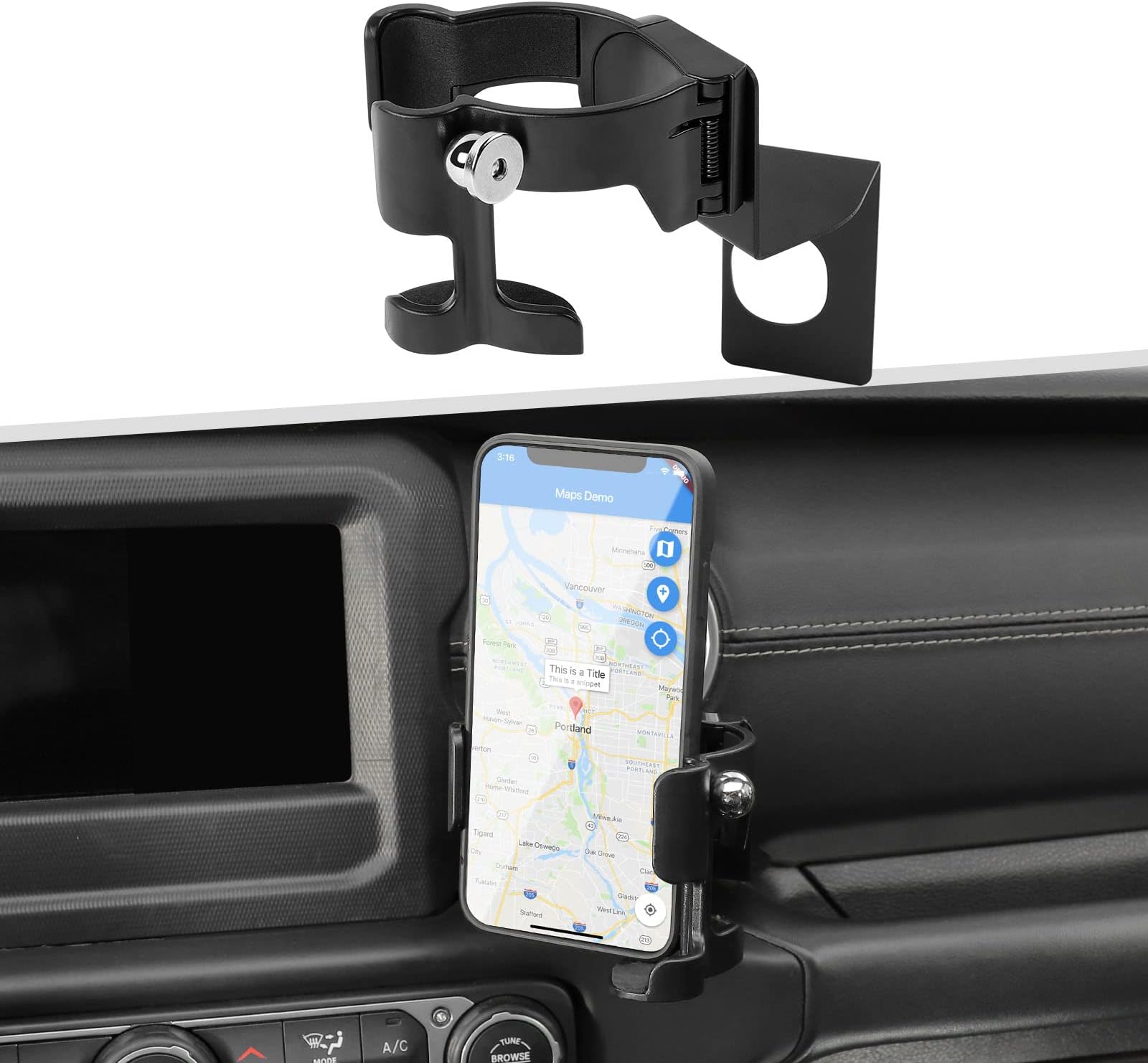 Jimen for JL Phone Holder, Passenger Grab Bar Cellphone Mount Drink Cup Holder CB