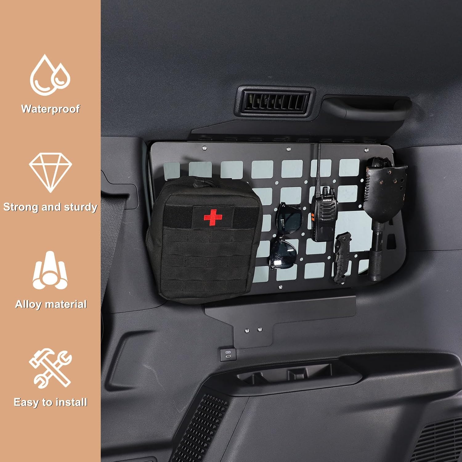 Rear Window Side Modular Storage Panel Cargo Rack Compatible with Toyota Land Cruiser 250 Prado J250 LC250 /Lexus GX 2024 2025,Trunk Organizers Luggage Hanging Holder Shelf Accessories (Right Side)