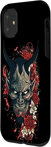 Miniatura 2 de Funda tradicional para iPhone 11 Japanese Demon Mask, Devil Oni Hannya Samurai