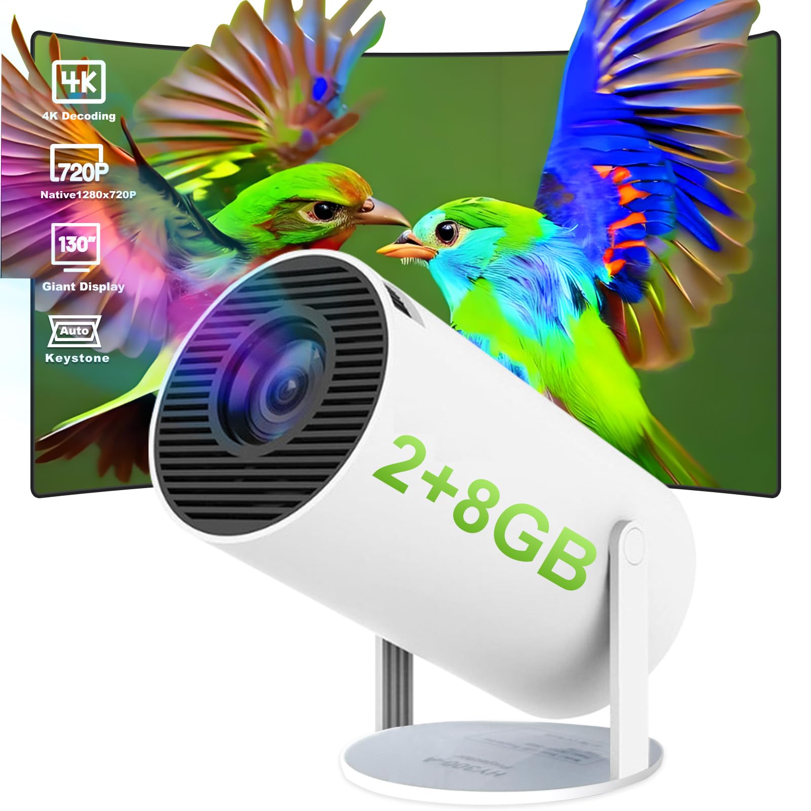 Mini Projetor Portátil com Sistema Androi 13 5G Wifi 6 BT