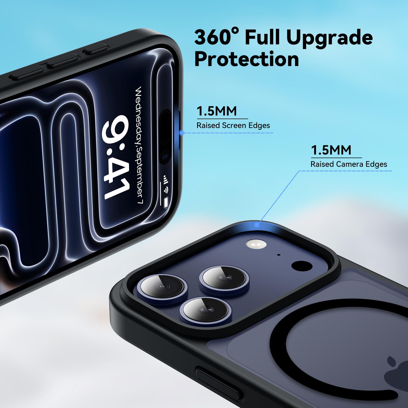 Natiiozie Magnetica Cover Compatibile con iPhone 17 Pro Compatibile con MagSafe Custodia Traslucida Opaca Posteriore, Anti-impronta Resistente ai Graffi Protettiva Case Nero