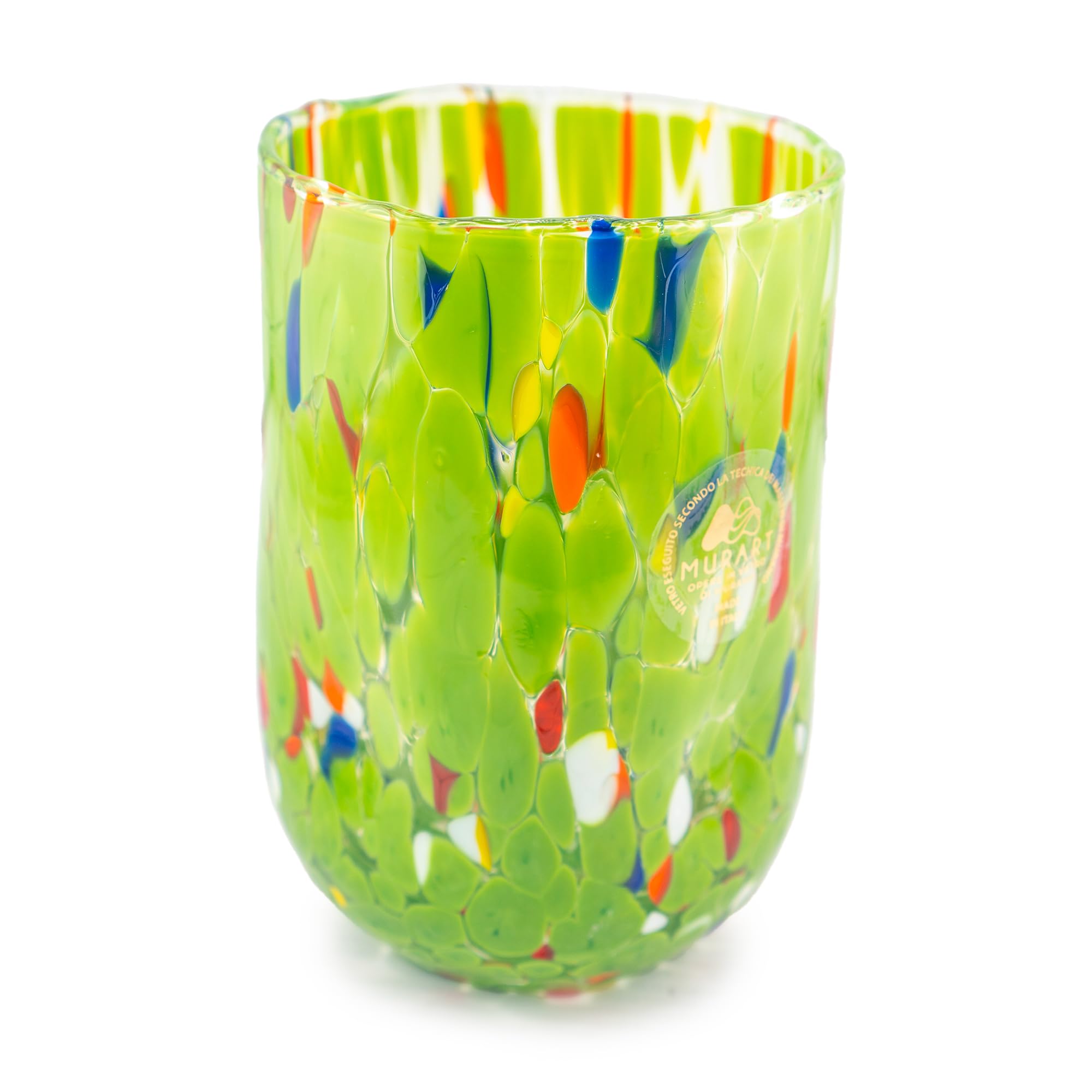 MurArt 6 Bicchieri di Murano Set da 6 Bicchieri Misto da Acqua da 400ml in Vetro Soffiato a Mano in Lavorazione Artigianale Collezione Eleganza Made in Italy