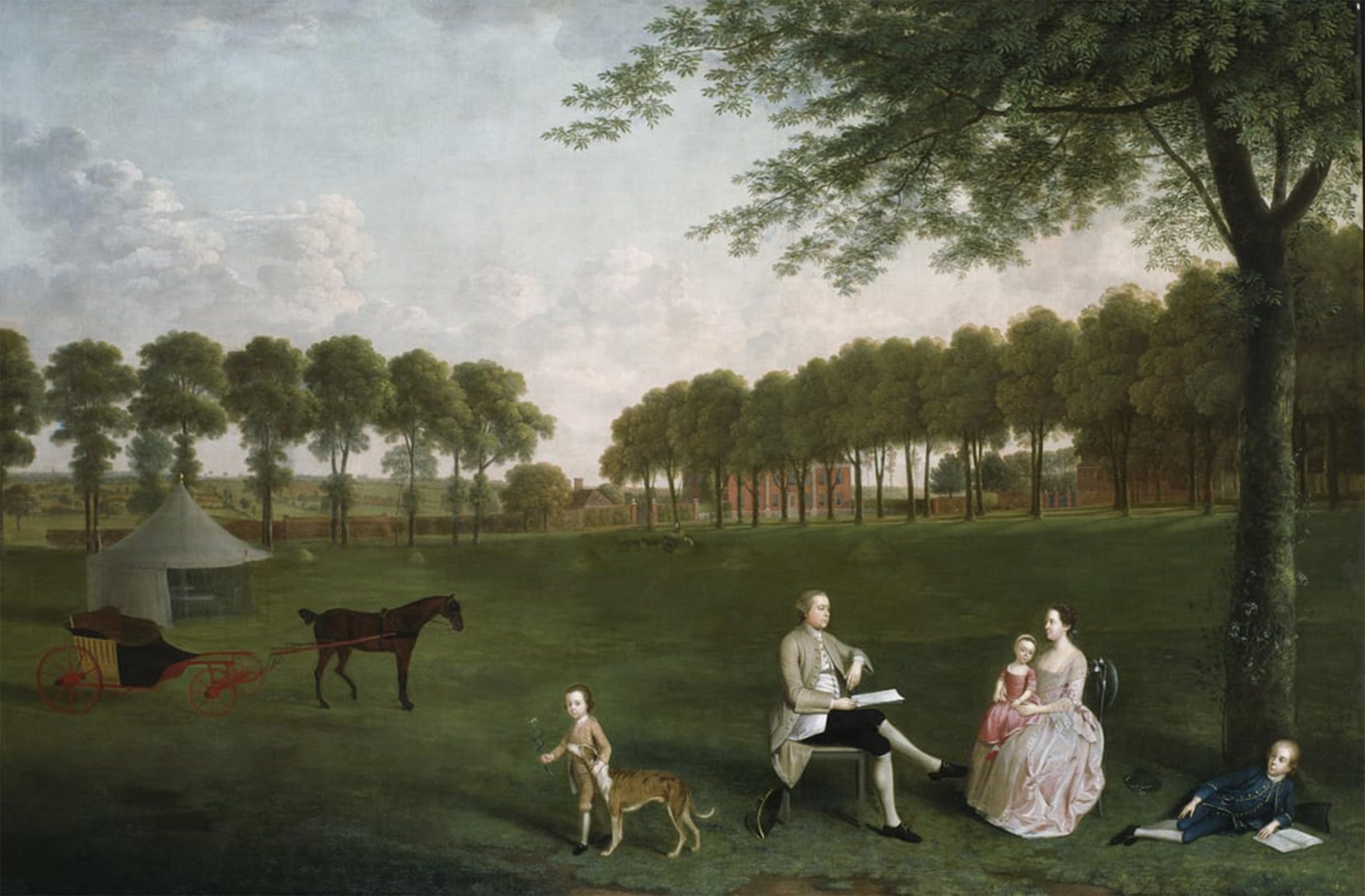 POSTERIIk Vintage Print Pop Art Landscape Artwork Sir Shaw and His Family in the Park At Eltham Lodge by Arthur Devis Art Prints for Office Home Decor 60x90cm