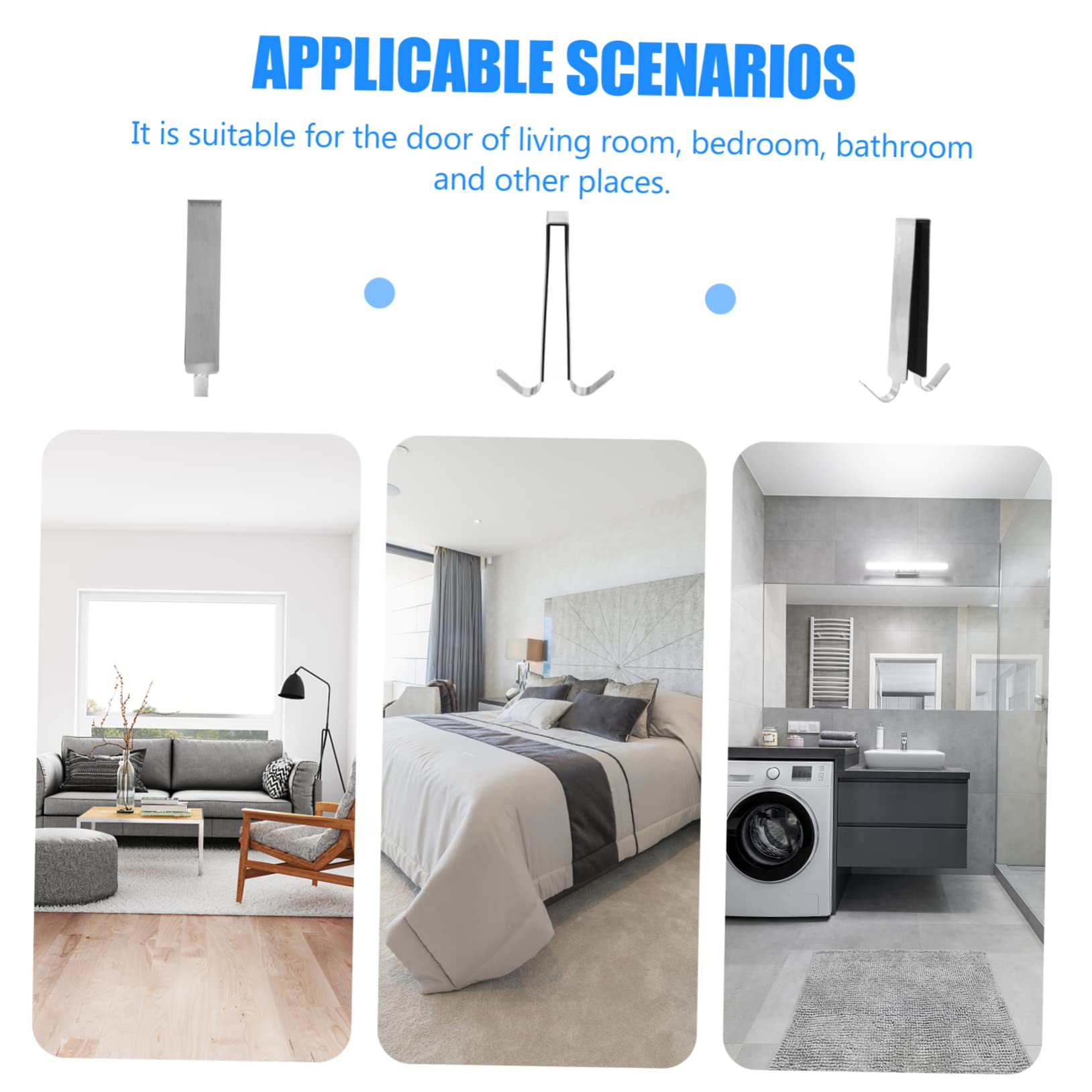 OUNONA 1pc Door Hook Storage Hangers Over The Door Hanging Rack Towel Hangers Double Sided Wreath Hook Back Door Hanger Punch- Hook Coat Hangers Towel Hooks Stainless Steel Silver