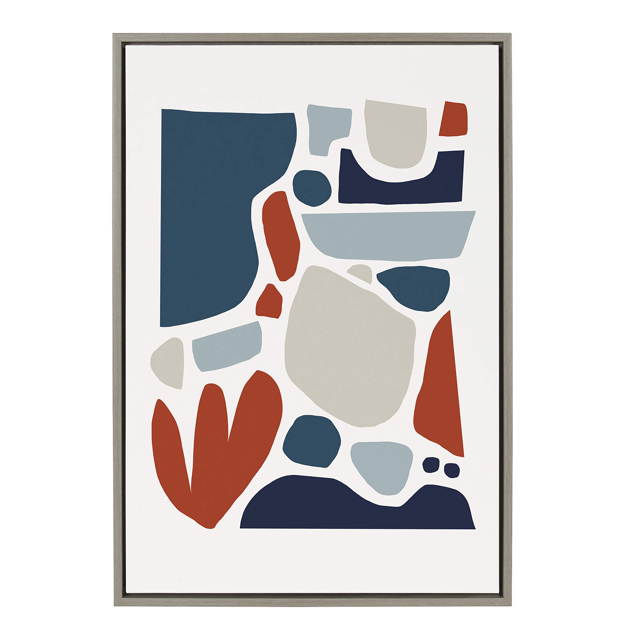 Kate and Laurel Sylvie Desert Blues Framed Canvas Wall Art by Kelly