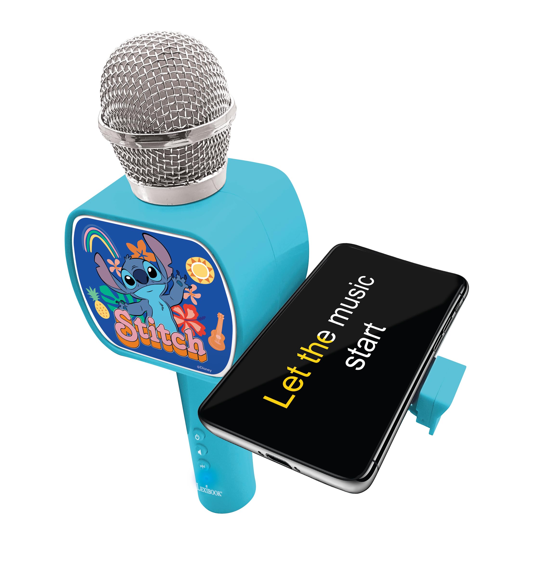 Lexibook Disney Stitch Microfono Bluetooth Funzione Cambio Voce Altoparlante Integrato Supporto Telefono Blu MIC240D