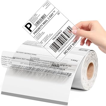 Phomemo Transparent Thermal Labels 4x6-100 Labels/Roll Clear Thermal Labels Self-Adhesive Thermal Stickers for Small Business, Baker & Barista Essentials, DIY Coffee Bean & Ingredients Labels