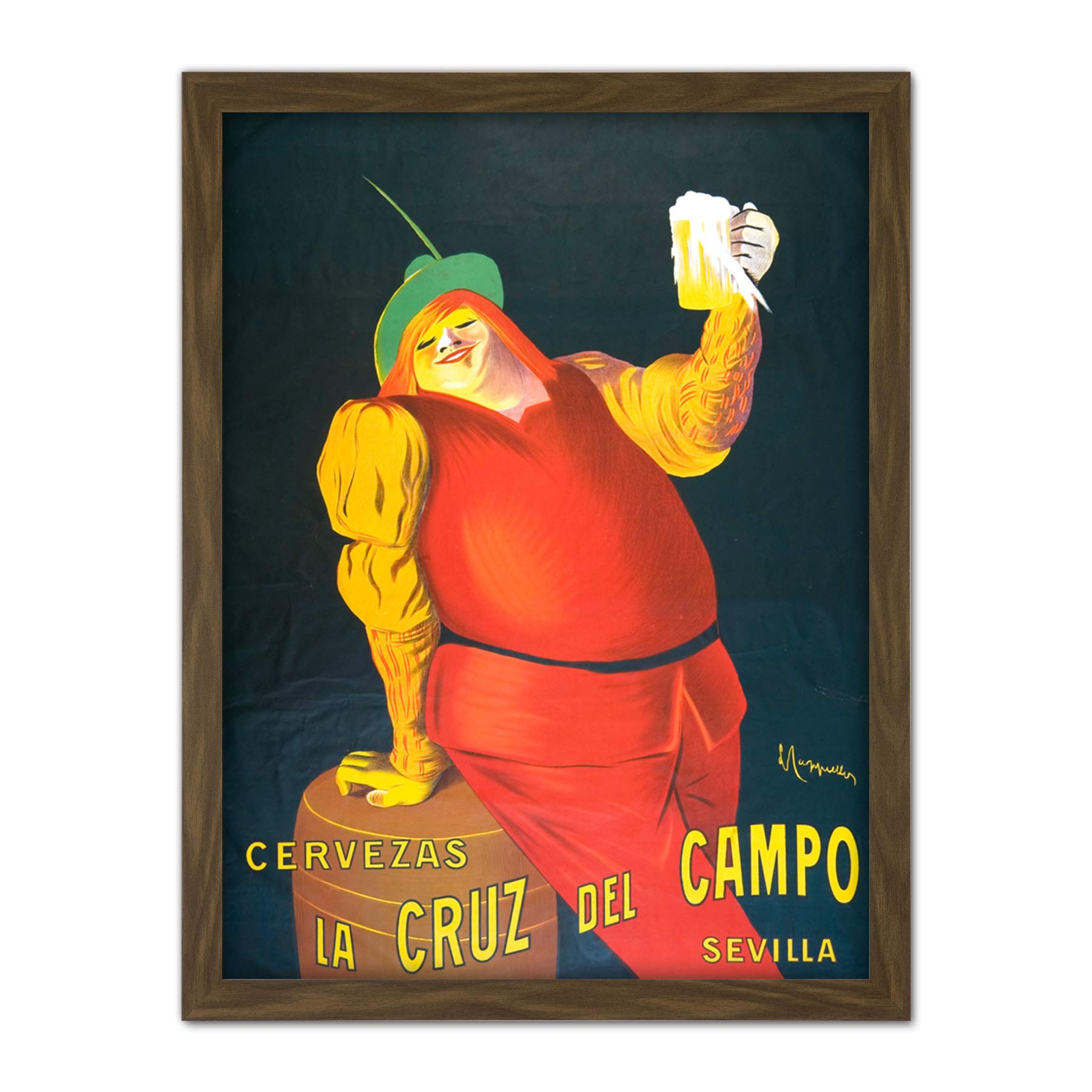 Artery8 Cappiello Cruz Del Campo Seville Beer Ale Advert Artwork Framed Wall Art Print 18X24 Inch