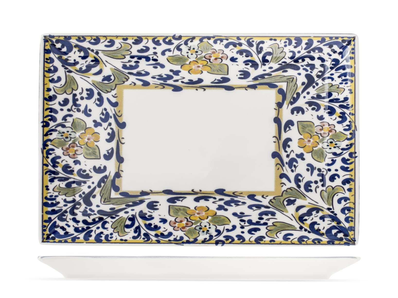H&H Set 6 Piatti Rettangolari Florence – 30x20 cm – Piatti in Porcellana Eleganti e Resistenti – Ideali per Antipasti, Secondi Piatti e Presentazioni Gourmet – Lavabili in Lavastoviglie e Microonde