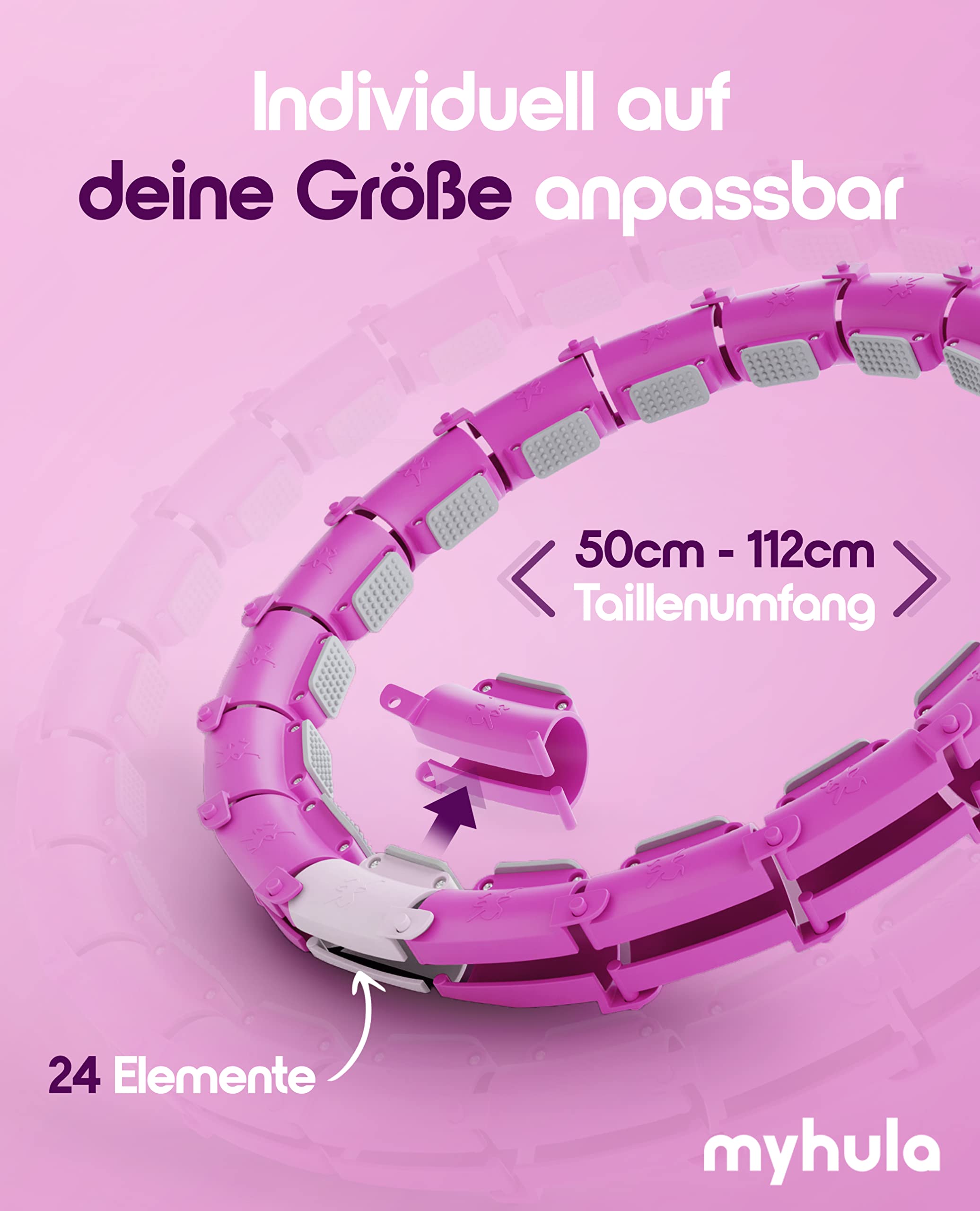 Cozylady Smart Hula Hoop LED 121 Cm Violet Avec Boule De Poids - Silencieux Et Efficace