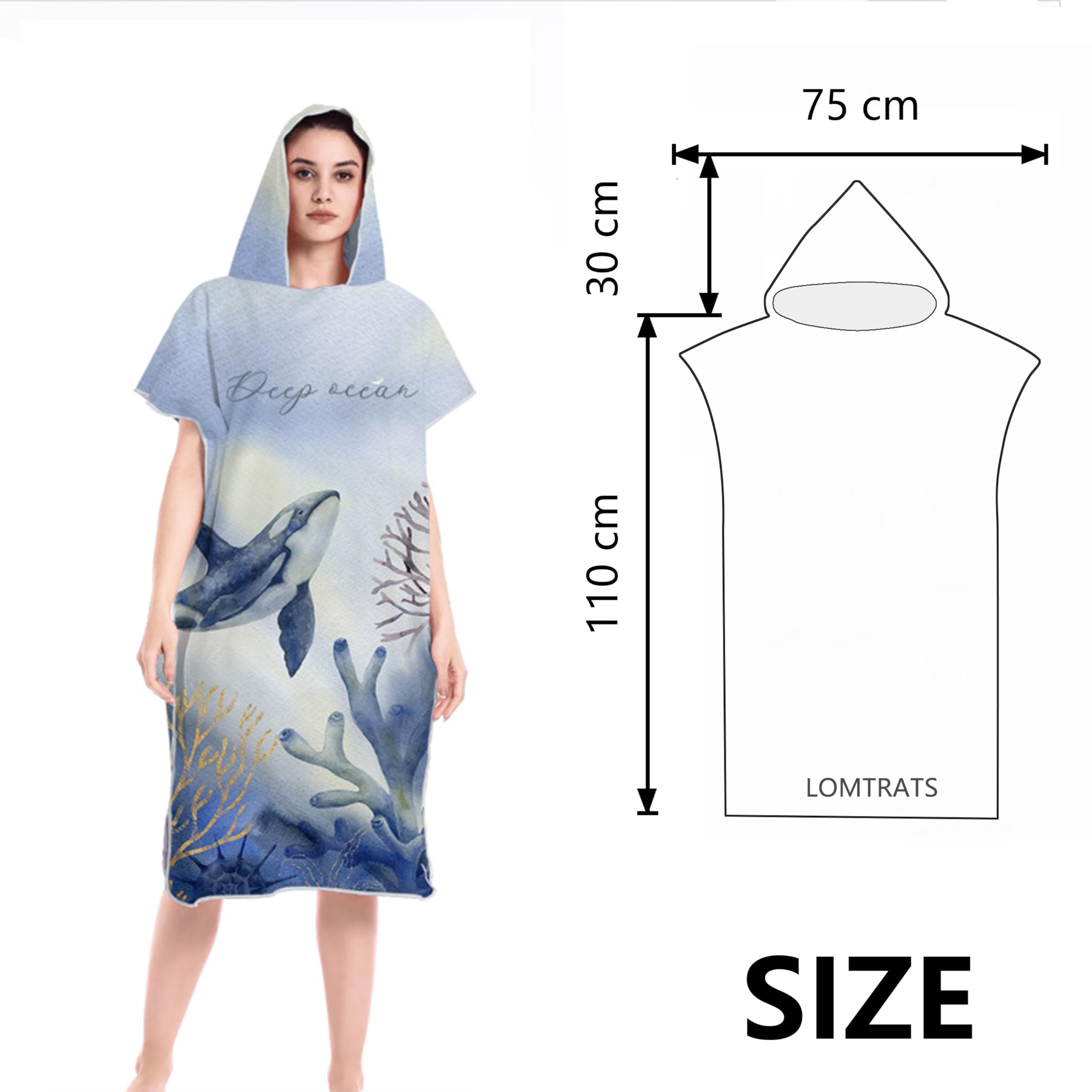 LOMTRATS Quick-drying Surf Poncho, Changing Towel, Bathrobe - Image 3