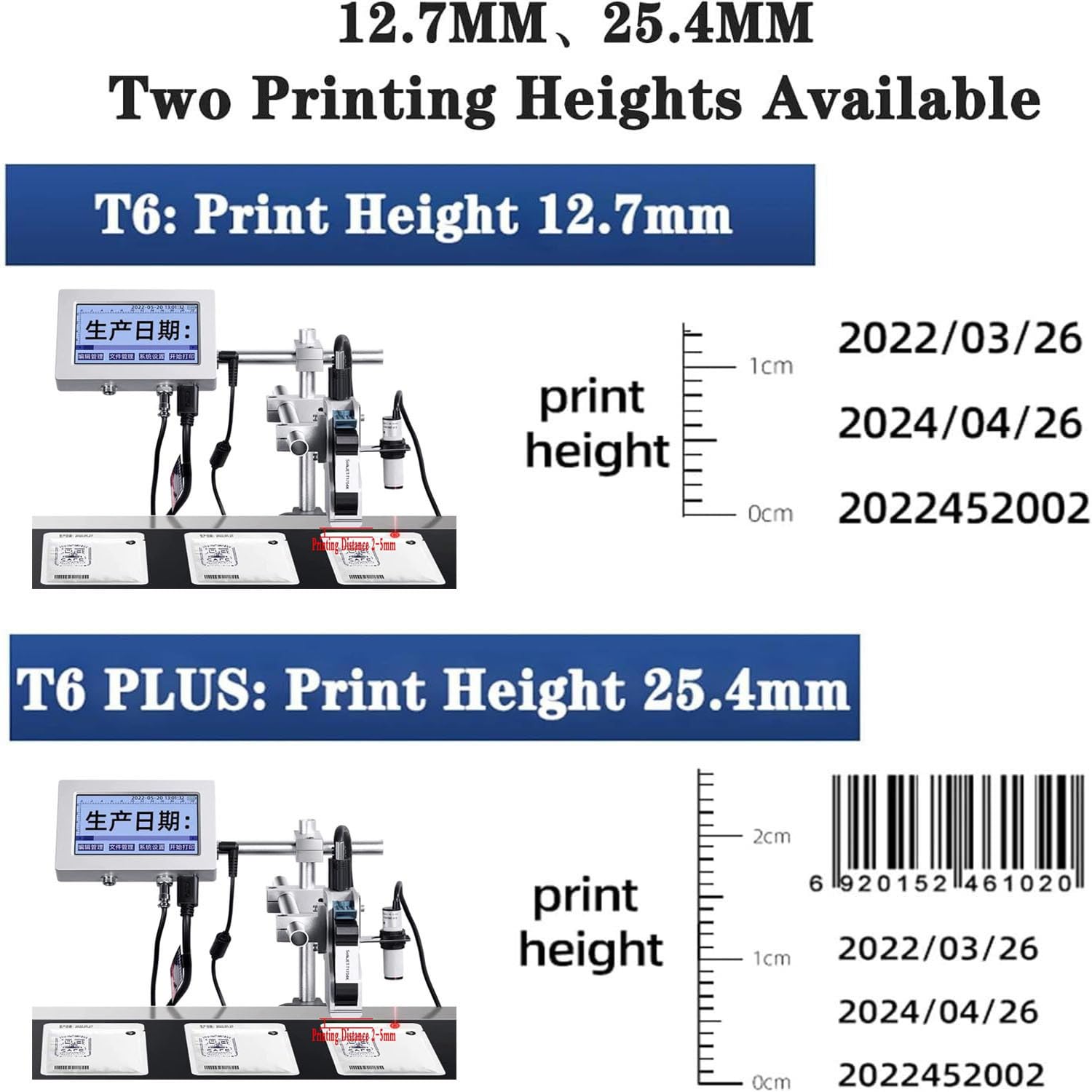 Macchina di Codifica Automatica, Macchina di Codifica Online, Stampante di Data, per Codice QR/Testo/Numero di Lotto/Etiqueta/Data (25.4mm)