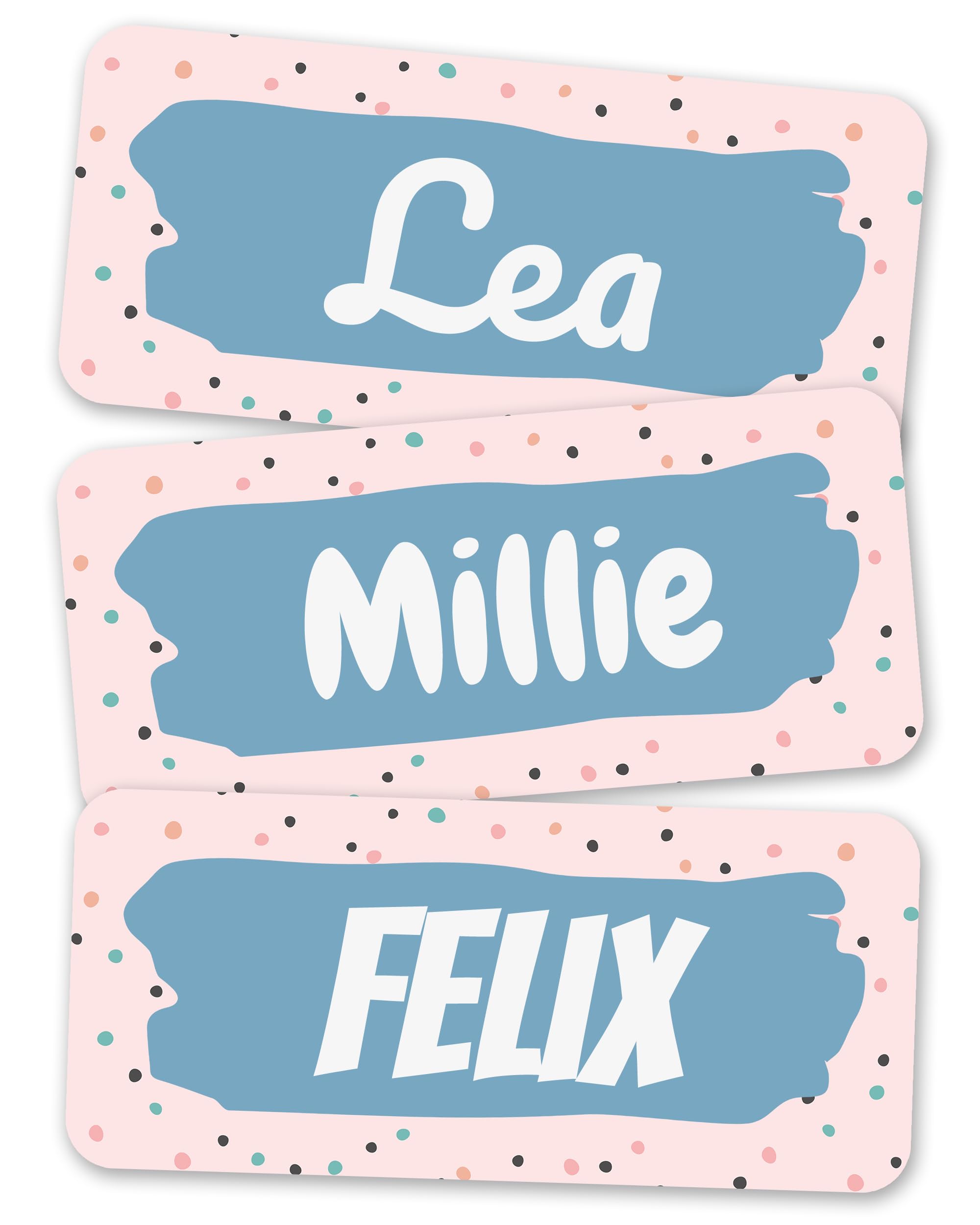 melu kids® Name Labels for Clothes & Items (60 Pieces) Personalised and Washable Kids Name Stickers, Stick on Tags (Points) — image 1