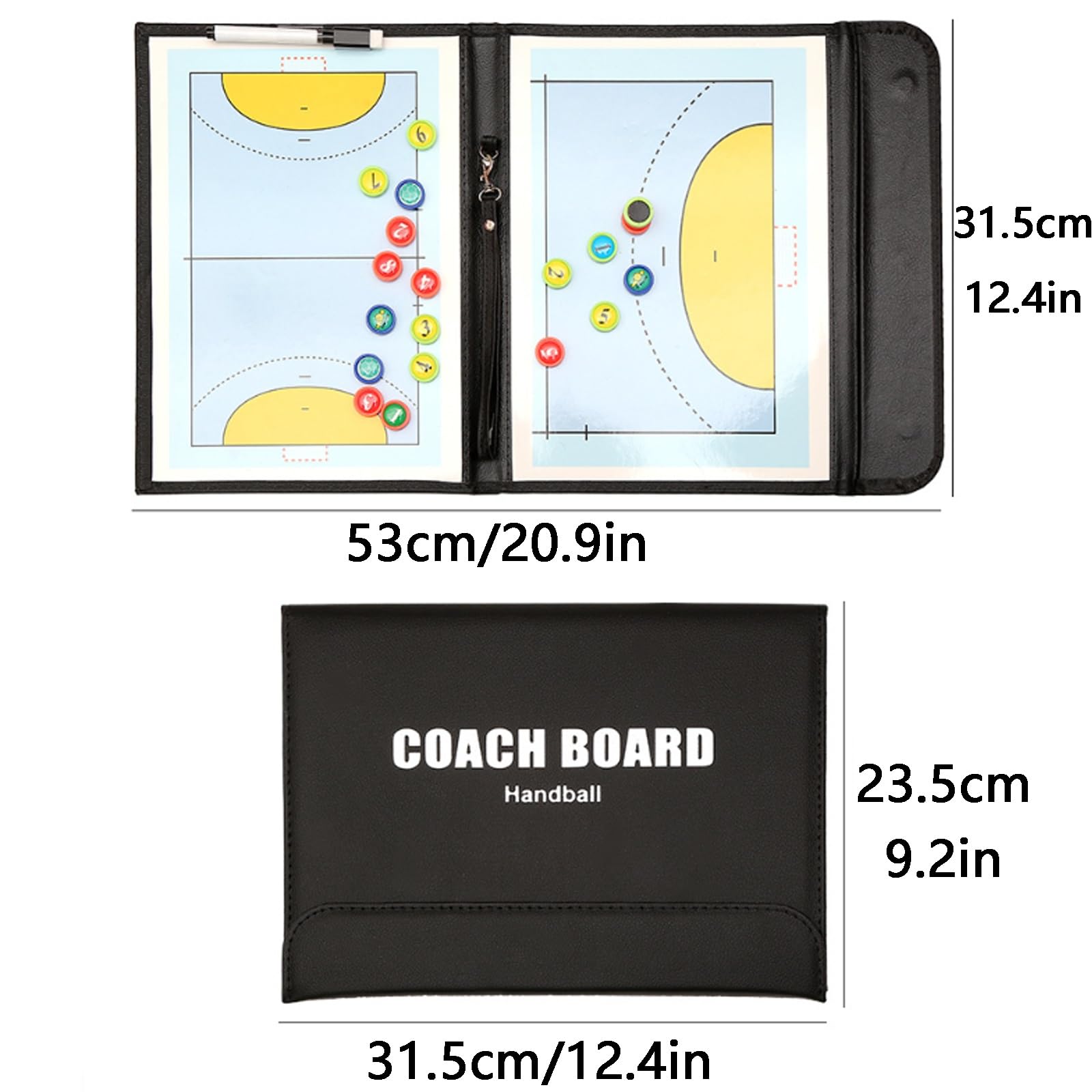 Tablero de Entrenamiento de Balonmano, Tablero Táctico Magnético de Balonmano, Portapapeles de Estrategia Plegable para Entrenadores, Impermeable y Duradero, para Instrucción Docente