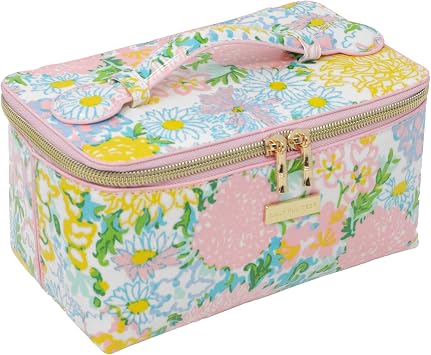 Lilly Pulitzer Cosmetic Bag for Women, Makeup Box with Zipper for Skincare Lilly Garden Home