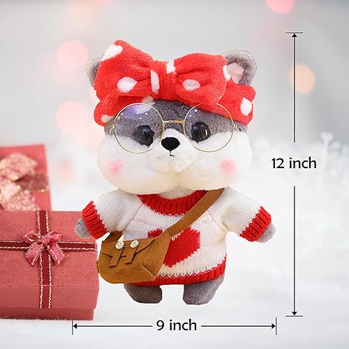 Miniatura 4 de Shiba Inu - Animal de peluche suave y lindo para perro, con trajes y accesorios para ropa de vestir extraíble, el mejor cumpleaños para niños y