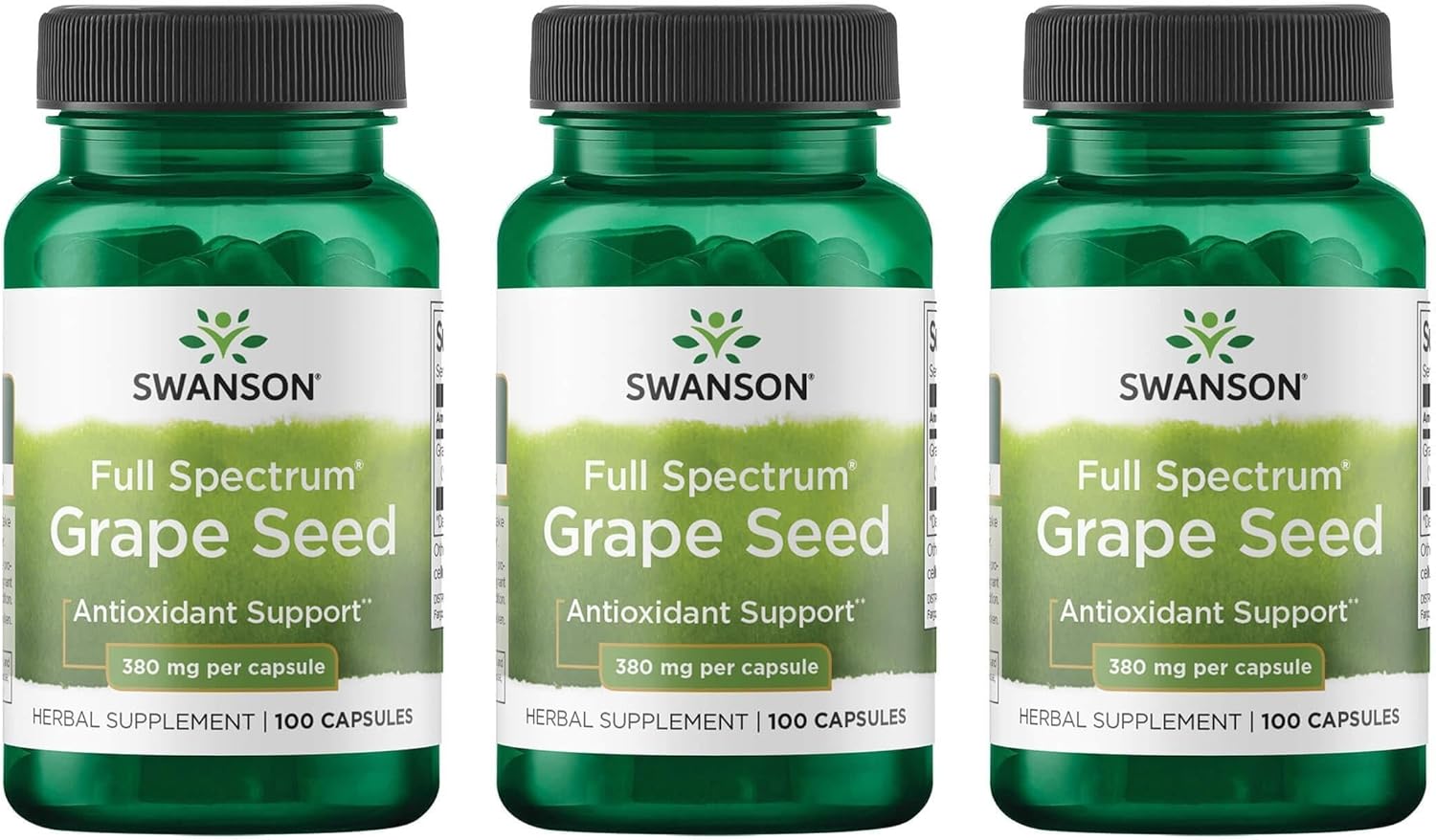 Swanson Grape Seed Heart Antioxidant Free Radicals Healthy Blood Pressure Support Polyphenols OPCS Herbal Supplement 380 mg 100 Capsules (3 Pack)