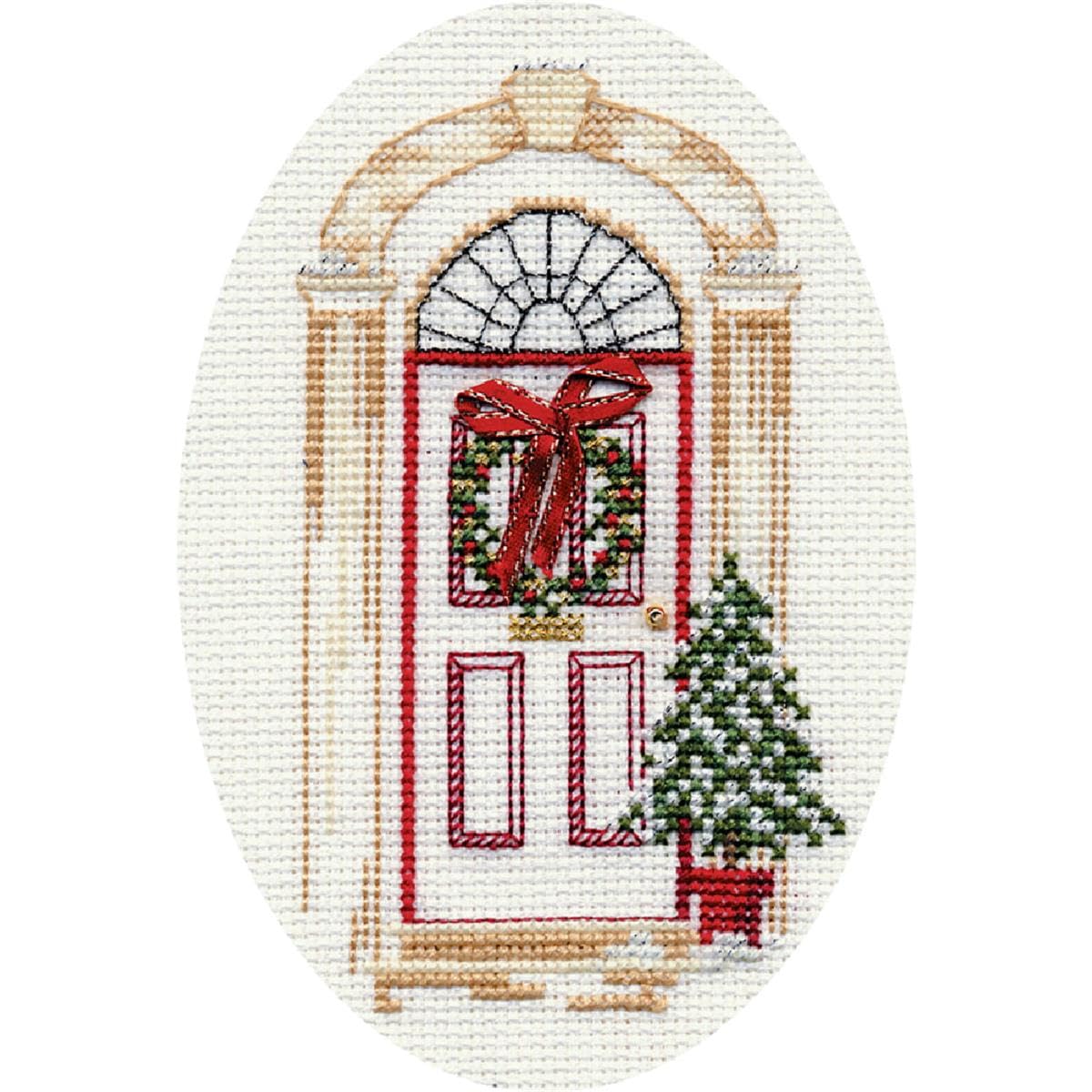 Derwentwater Designs Cross Stitch Kit - Christmas Card, Christmas Door
