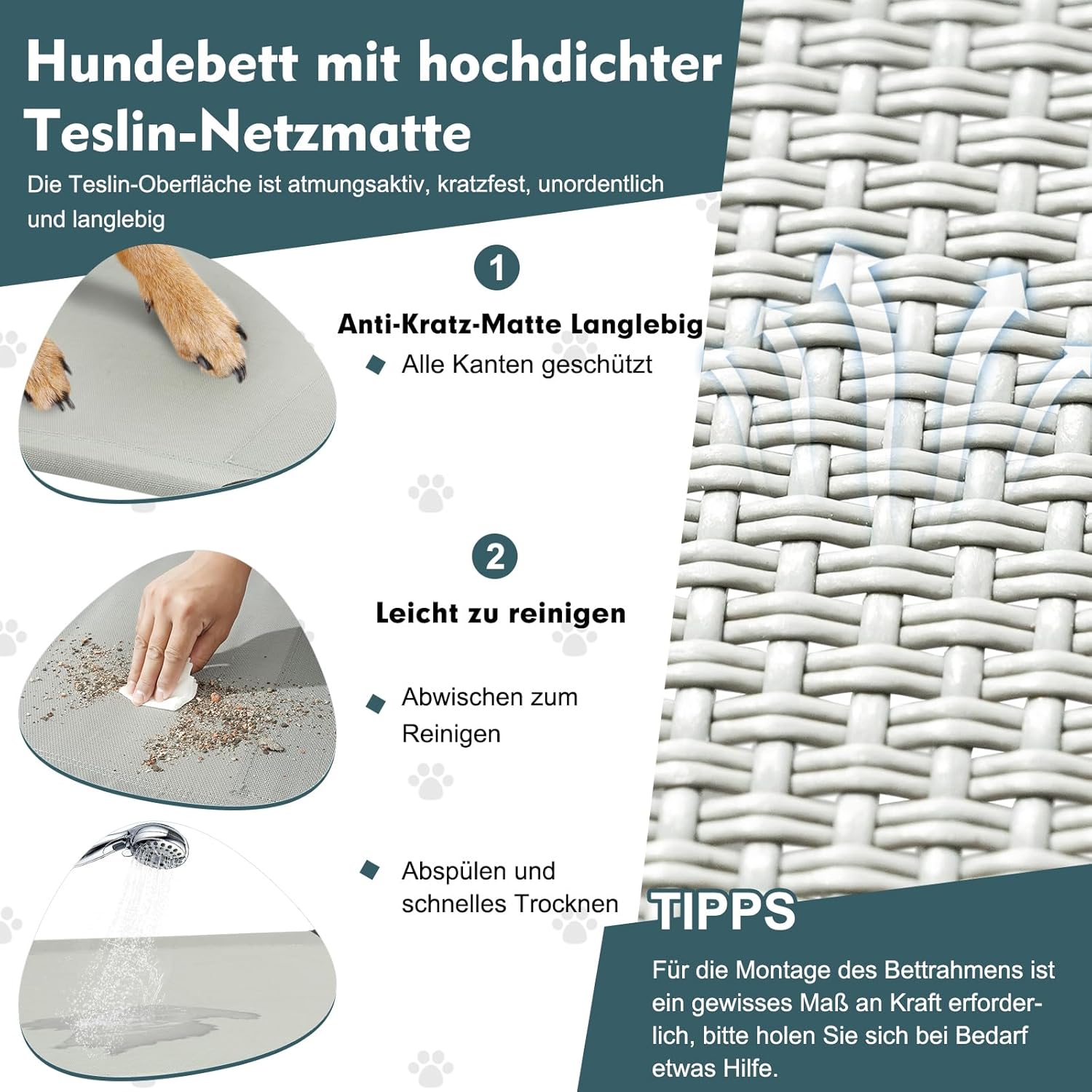 Kutyaágy összeállítás és részletek