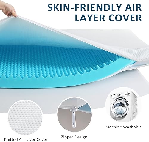 Miniatura 2 de QUINEEHOM Cubrecolchón de espuma King de 3 pulgadas, cubrecolchón refrescante con infusión de gel, cubrecolchón de cama con diseño de flujo de aire