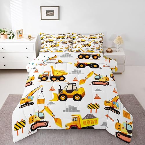 Miniatura 16 de Erosebridal Juego de edredón para niños, camión de bomberos, camión de bomberos, tamaño matrimonial, edredón acolchado de vehículo de policía, Color