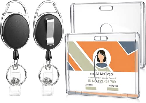 2 Set Badge Holder Retractable Clip Heavy Duty Badge Reel