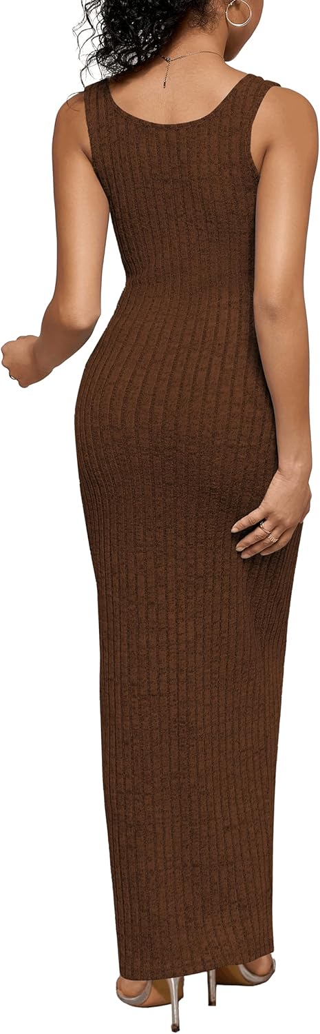 PINSV Women's Bodycon Maxi Dress Stretchy Sleeveless Tank Dress Summer Long Ribbed Casual Beach Party Dress - Image 7
