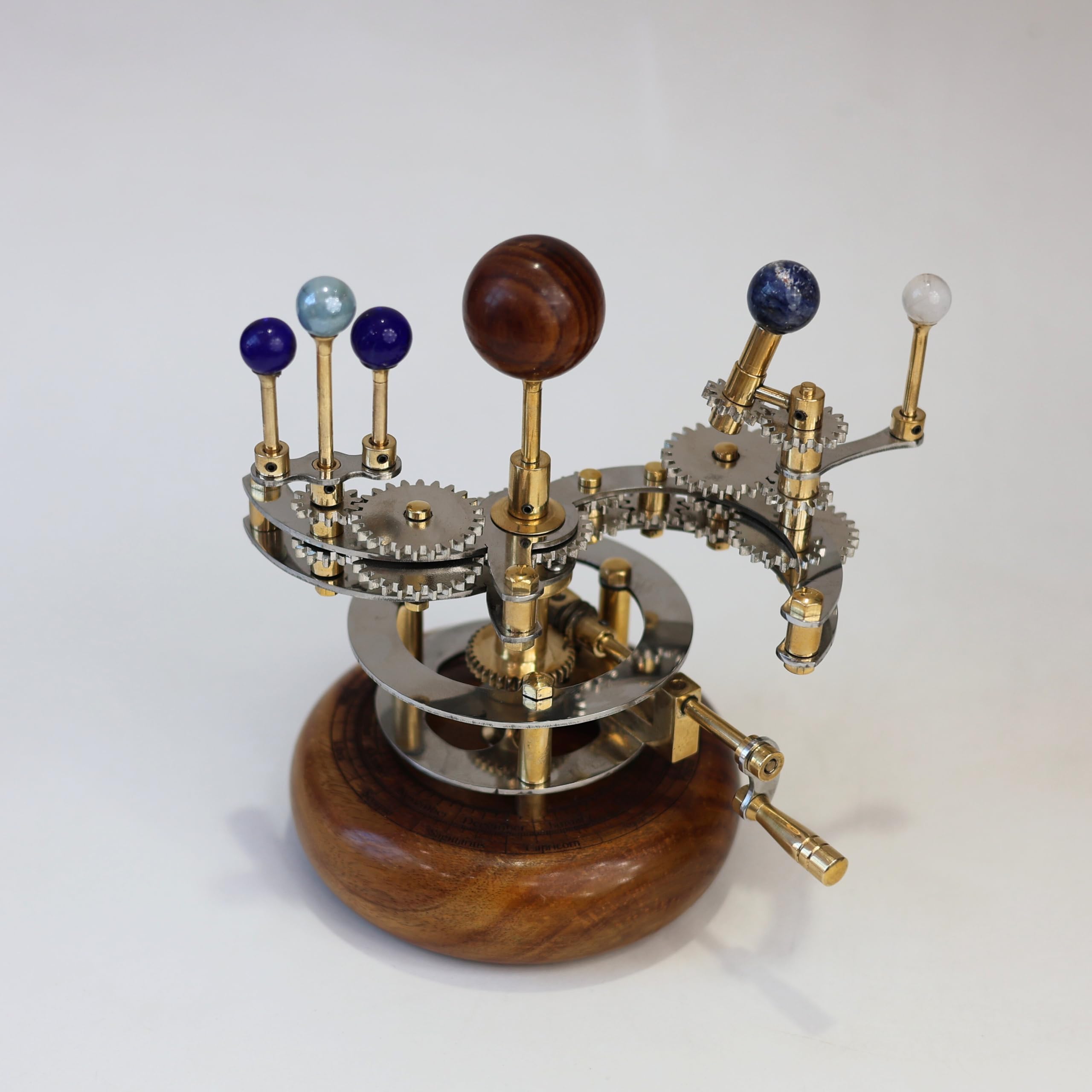 Modello del sistema solare | Orrery di astronomia educativa e decorativa | Planetario meccanico in ottone di alta qualità (8 pollici Terra, Marte e Lune)