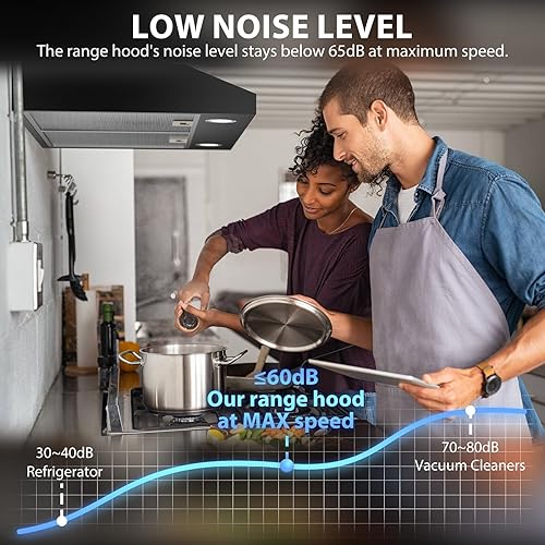 Miniatura 5 de Campanas para cocina (JX3875 - Negro) - Campana de ventilación para debajo del gabinete, 30 pulgadas, campana de cocina delgada sin conductos con