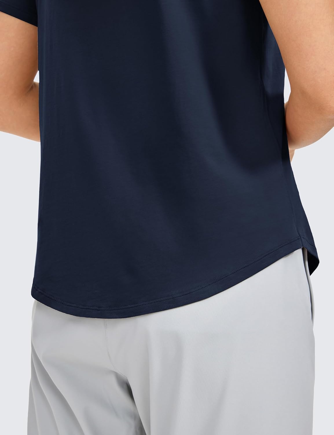 CRZ YOGA Pima Cotton Crewneck T-Shirts for Women - Workout Casual Yoga Athletic Short Sleeve Shirts Soft Crewneck Hip Tops - Image 3