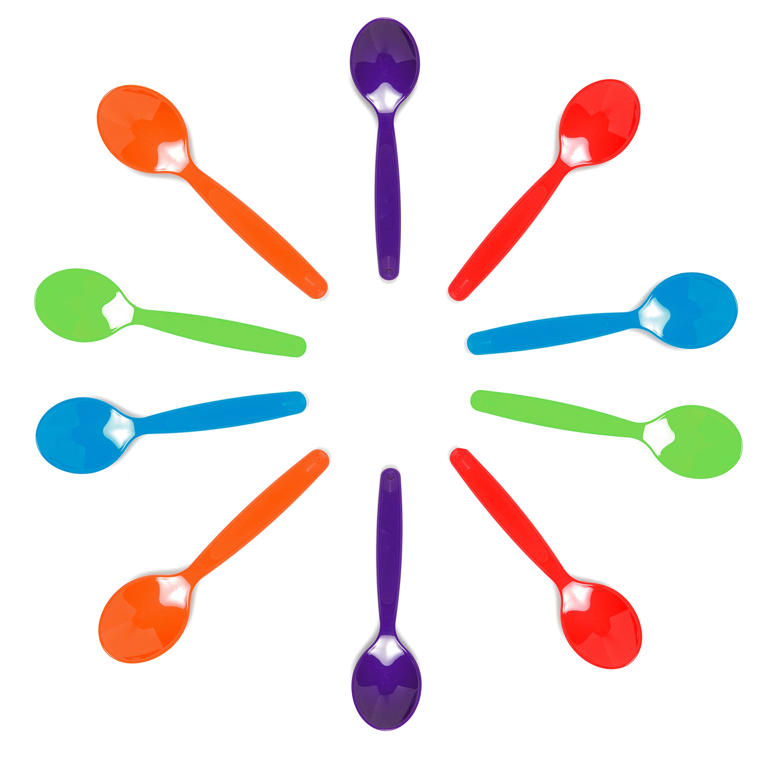 Harfield Pack of 10 Multicoloured Small Children's Dessert Spoons Virtually Unbreakable Reusable Polycarbonate Plastic