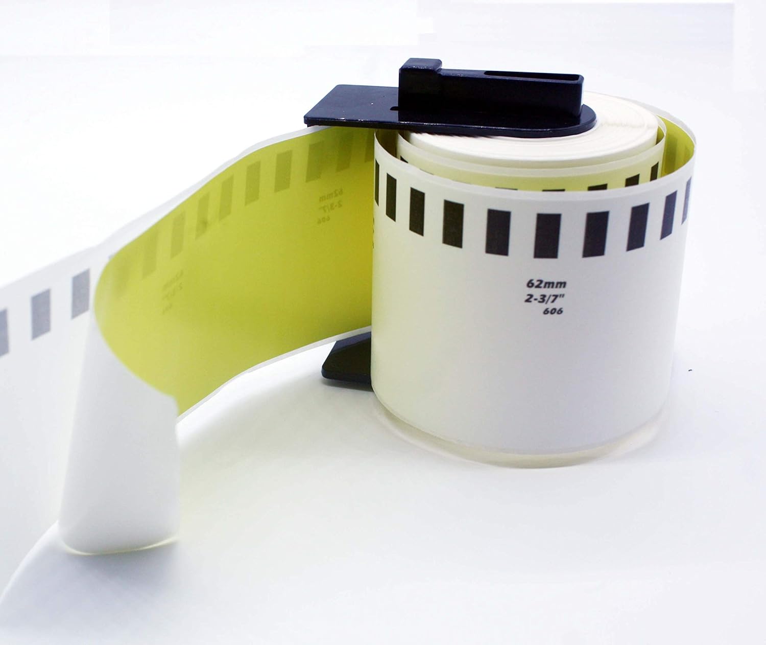 IDIK22606 Black on Yellow Film Label Roll with Permanent Cartridge Compatible for Brother DK 2606 DK-22206 62mm x 15.5m/roll (24)