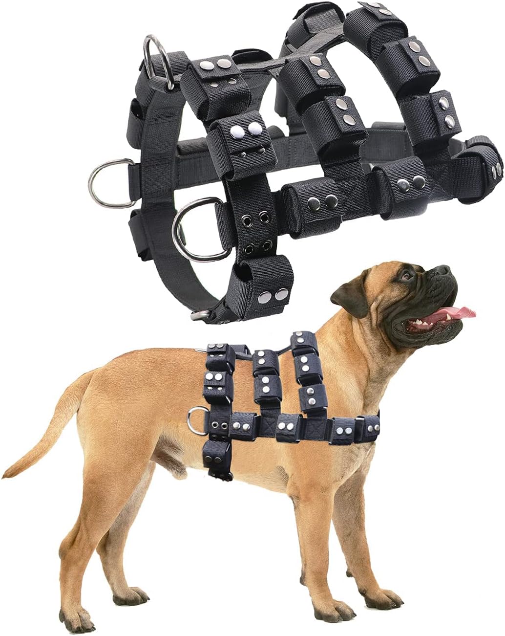 Dog Harness for Small Medium Large Dogs No Pull, Dog Weighted Vest, Tactical Dog Harness for Pit Bulls with Pockets (Adjustable Weight) - Weight Loss, Exercise, Walking, Muscle