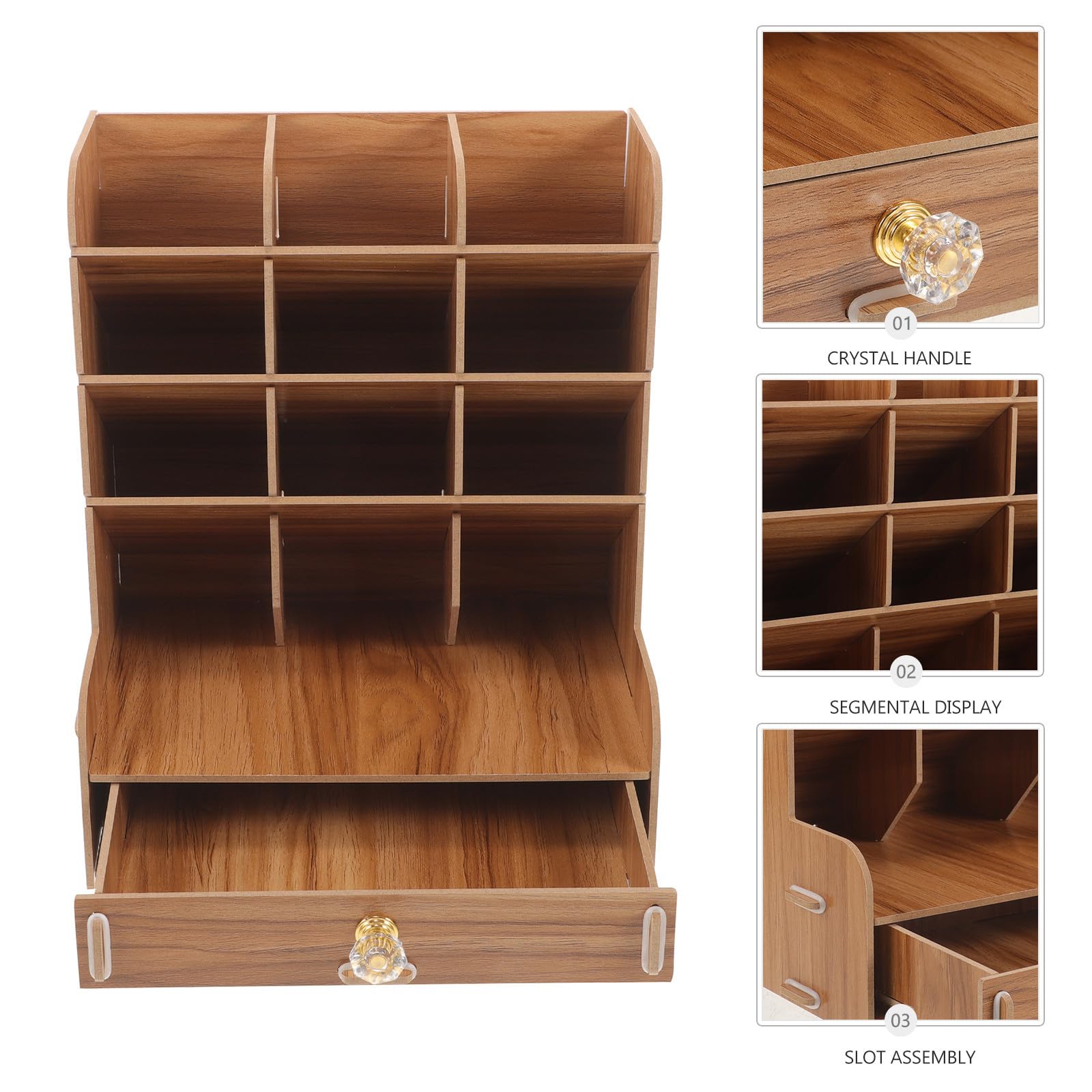 Portalápices de Madera Compacto y Sólido Diseño Simple y Limpio para Escritorio, Organizador de Bolígrafos Práctico Adecuado para Oficina y Mesa