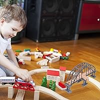 Vista 6 de Train Bridge Model, Wooden Train Track Accessories Cross Railway Toys Train Scene Layout Props Toy for Kids Toddlers