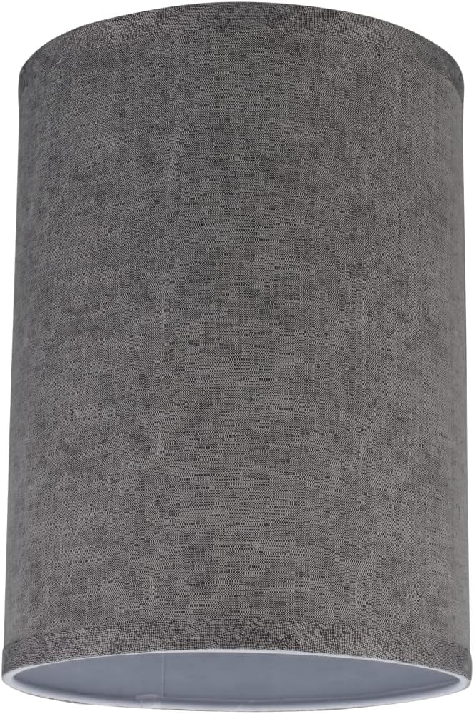 Aspen Creative 31029A Transitional Hardback Drum (Cylinder) Shape Spider Construction Lamp Shade in Grey, 8" wide (8" x 8" x 11")
