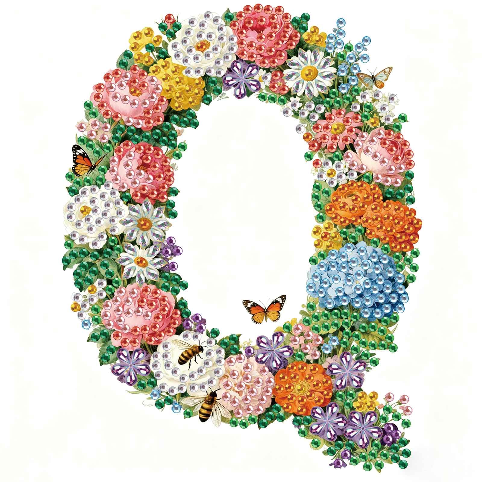 5D Diamond Art Kits - Floral Alphabet Designs -12