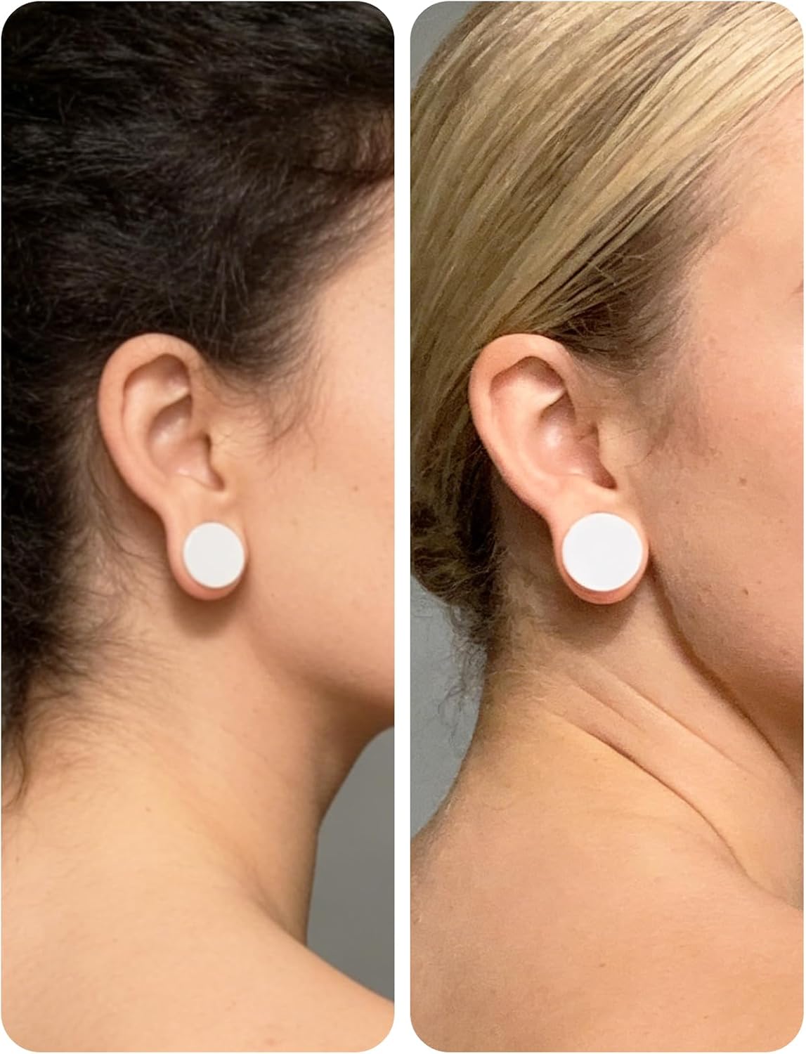 Ears Gauges Tunnels Plugs for Women Solid Silicone Ear Gauge Stretching Kit 8G to 1" (3MM- 25MM) Expander Stretcher Plug Earrings for Piercing Jewelry for Women (Black White Flesh)